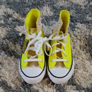 Vibrant Yellow Kids' High-Top Sneakers